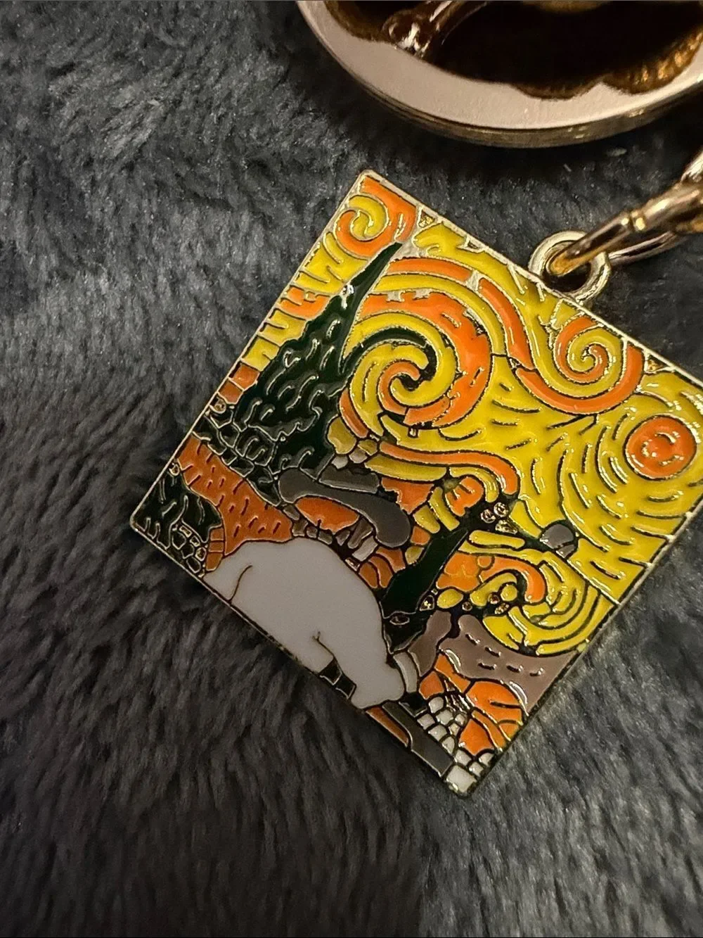 Van Gogh Art Patch & Sunflower Enamel Keychain